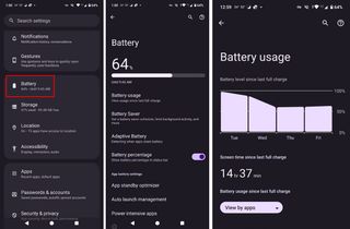 Steps for battery usage on Android phone