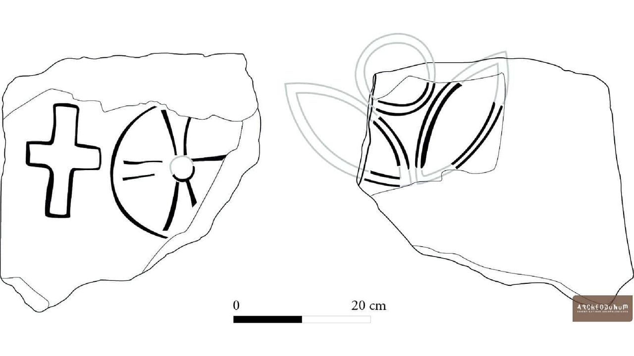 An illustration of pieces of the sarcophagus