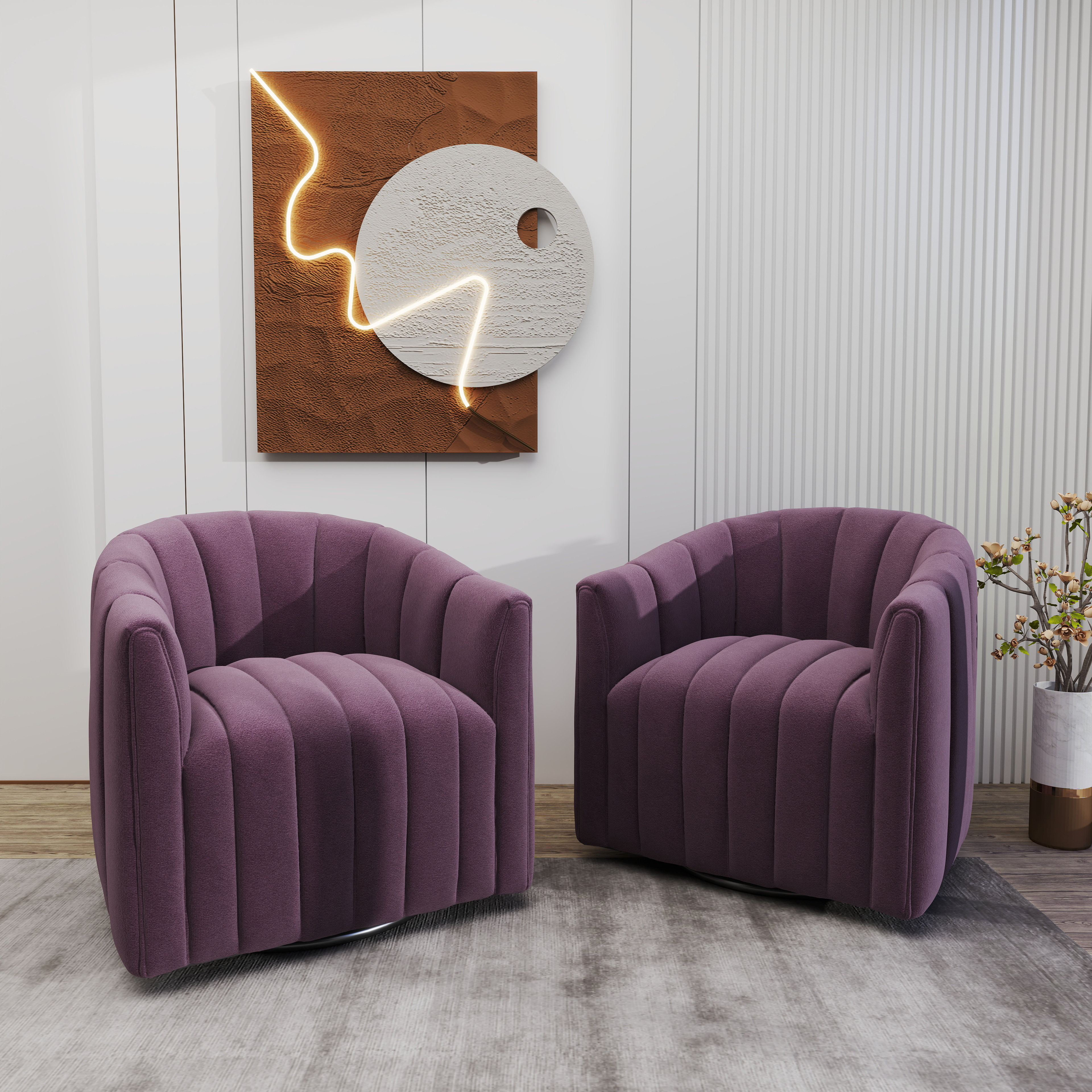 Annelotte Velvet Swivel Barrel Chair