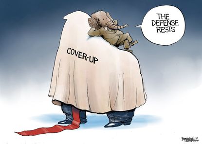 Editorial Cartoon U.S. Trump GOP Senate impeachment trial defense cover up