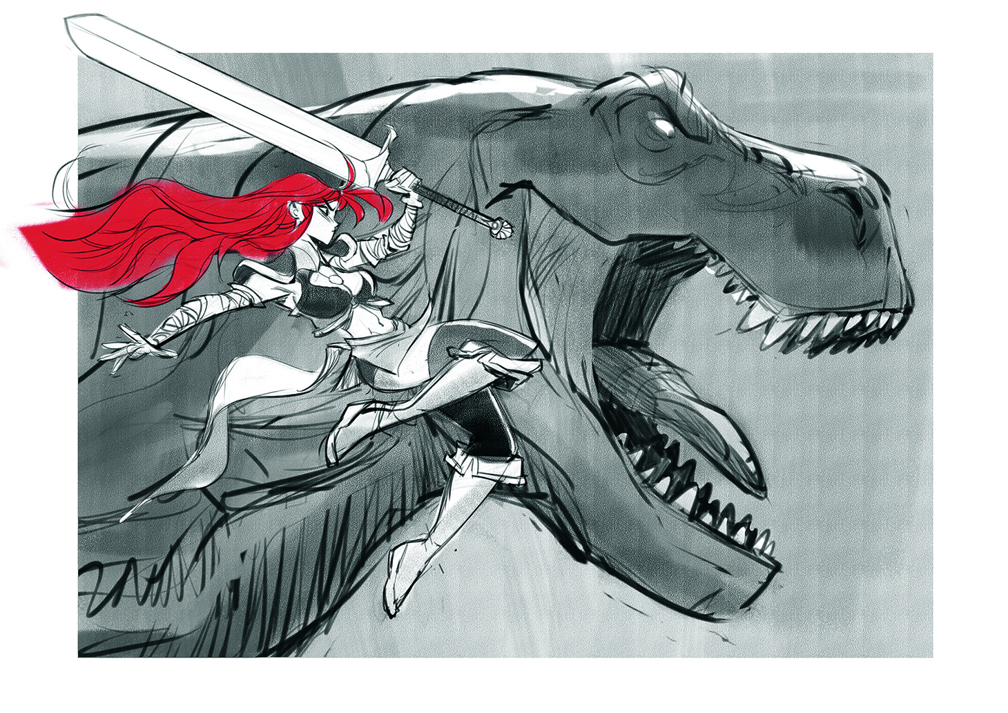 An image from a tutorial on how to draw a T-rex dinosaur