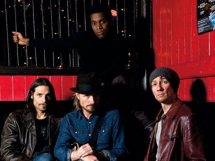 Nalle and Ty are joined by drummer Richard Danielson (far left) and bassist Rick Barrio Dill (far right).