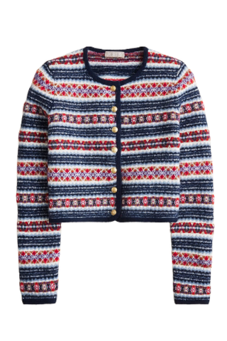 J.Crew Fair Isle Lady Jacket in Boiled Wool Blend