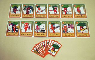 Figure 5.8 Players exercise control over the outcome of Killer Bunnies by acquiring carrot cards, increasing the probability that they'll capture the randomly selected magic carrot