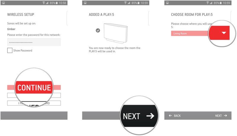 Tap Continue, tap Next, tap the dropdown menu