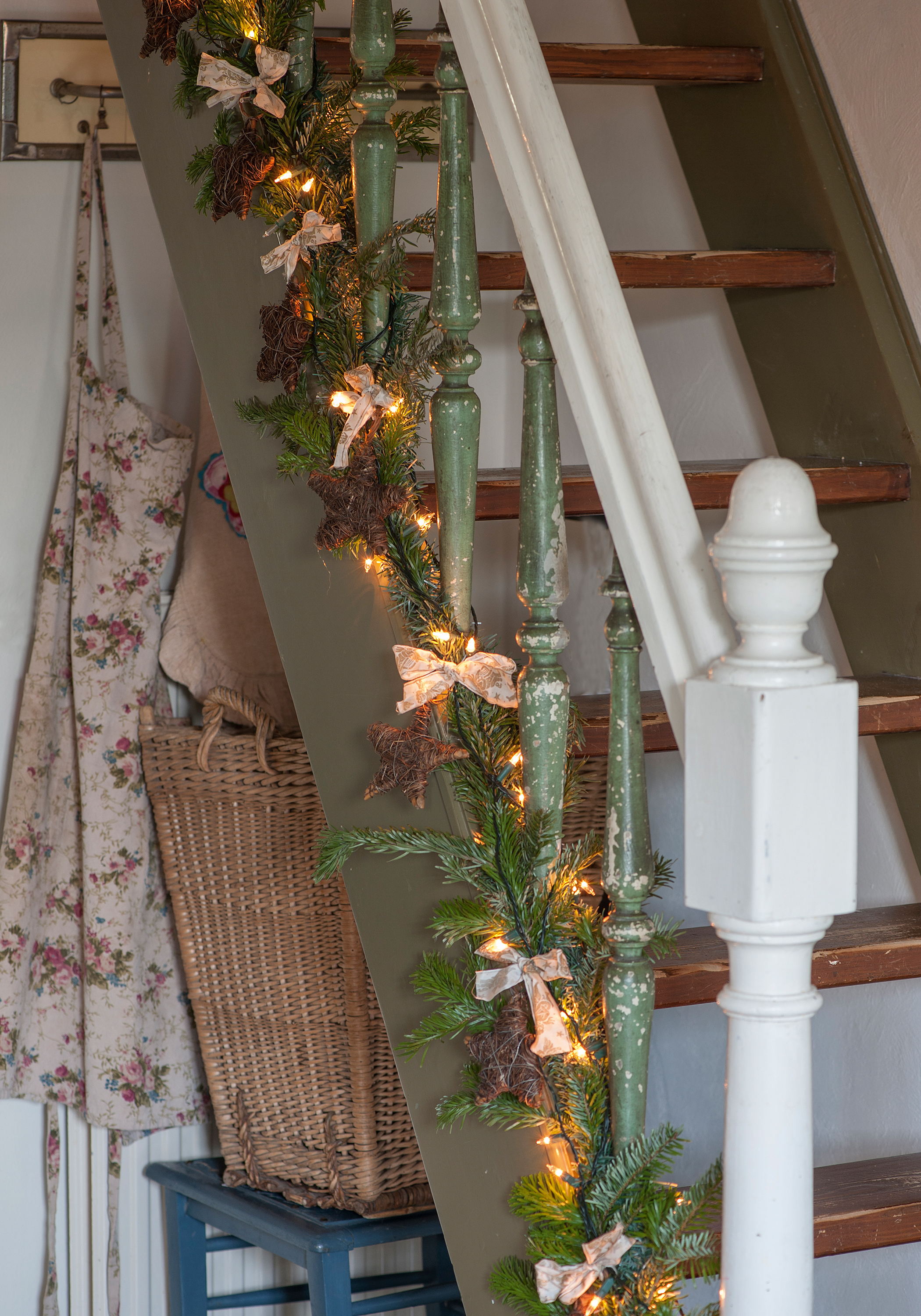 wooden-stair-case-with-fir-and-lights