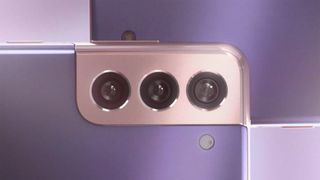 Rear camera and back of Galaxy S21 Plus in Phantom Violet