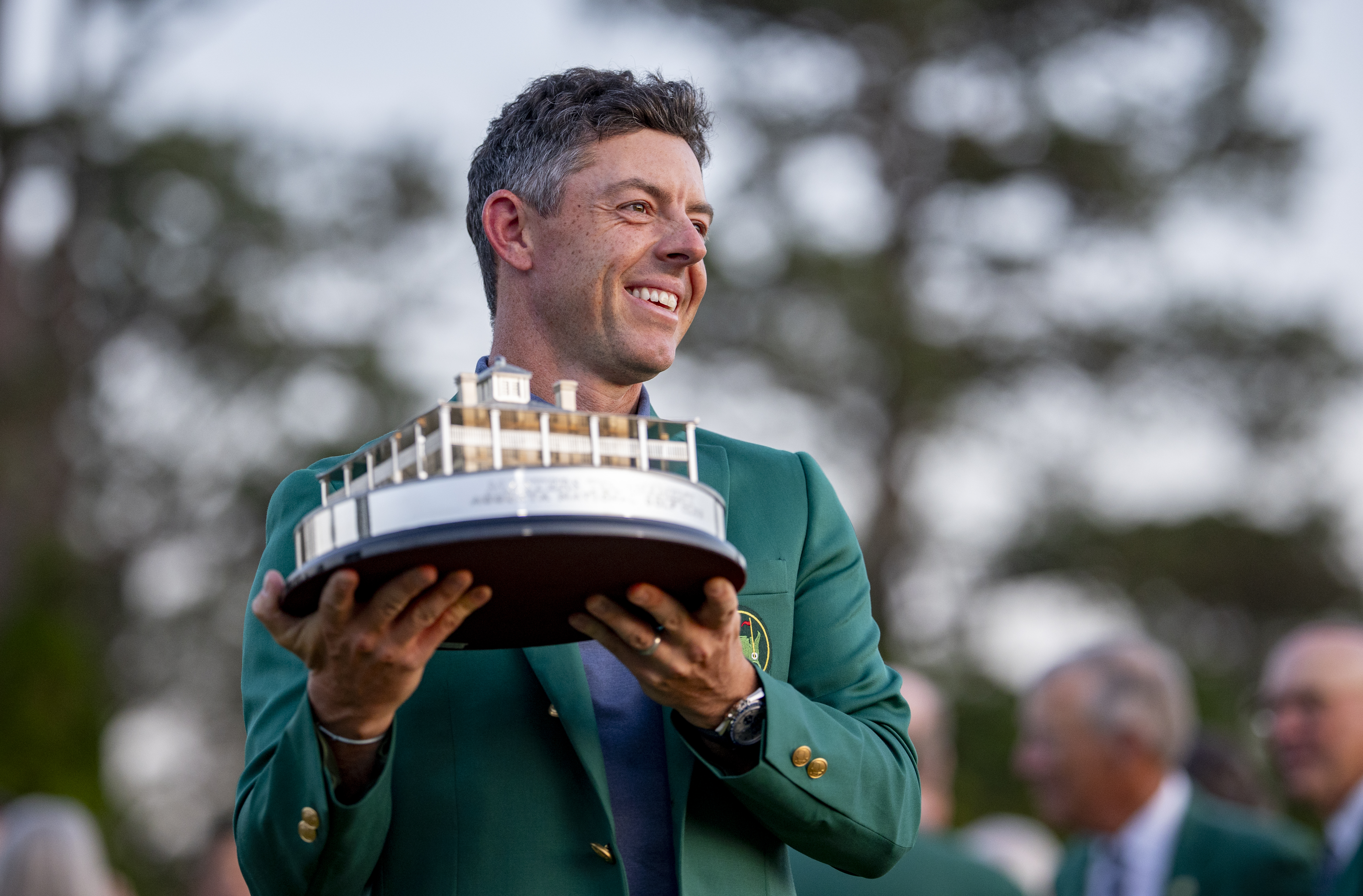 Rory McIlroy holds The Masters trophy