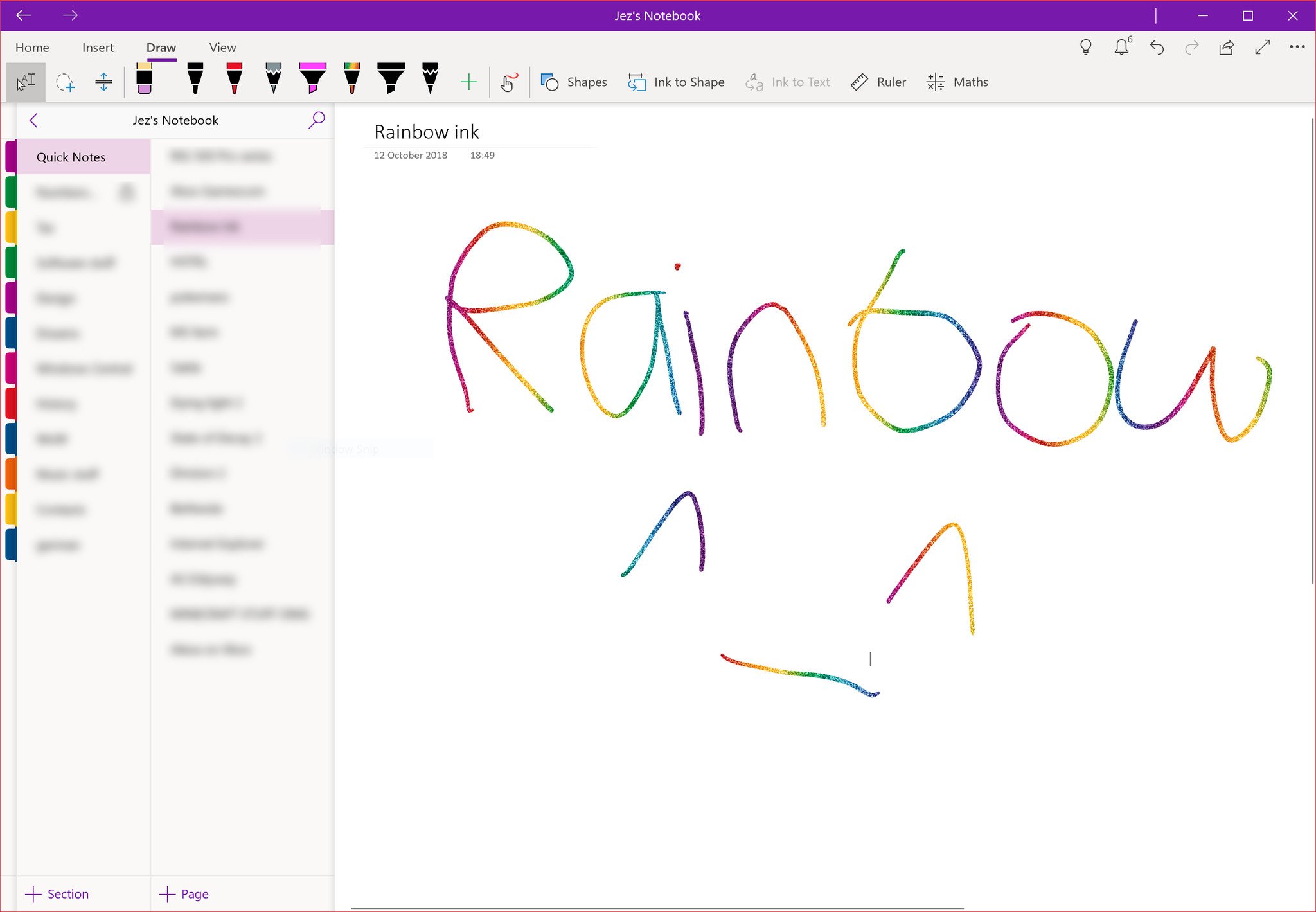 Why does OneNote have sparkly rainbow ink? Microsoft explains