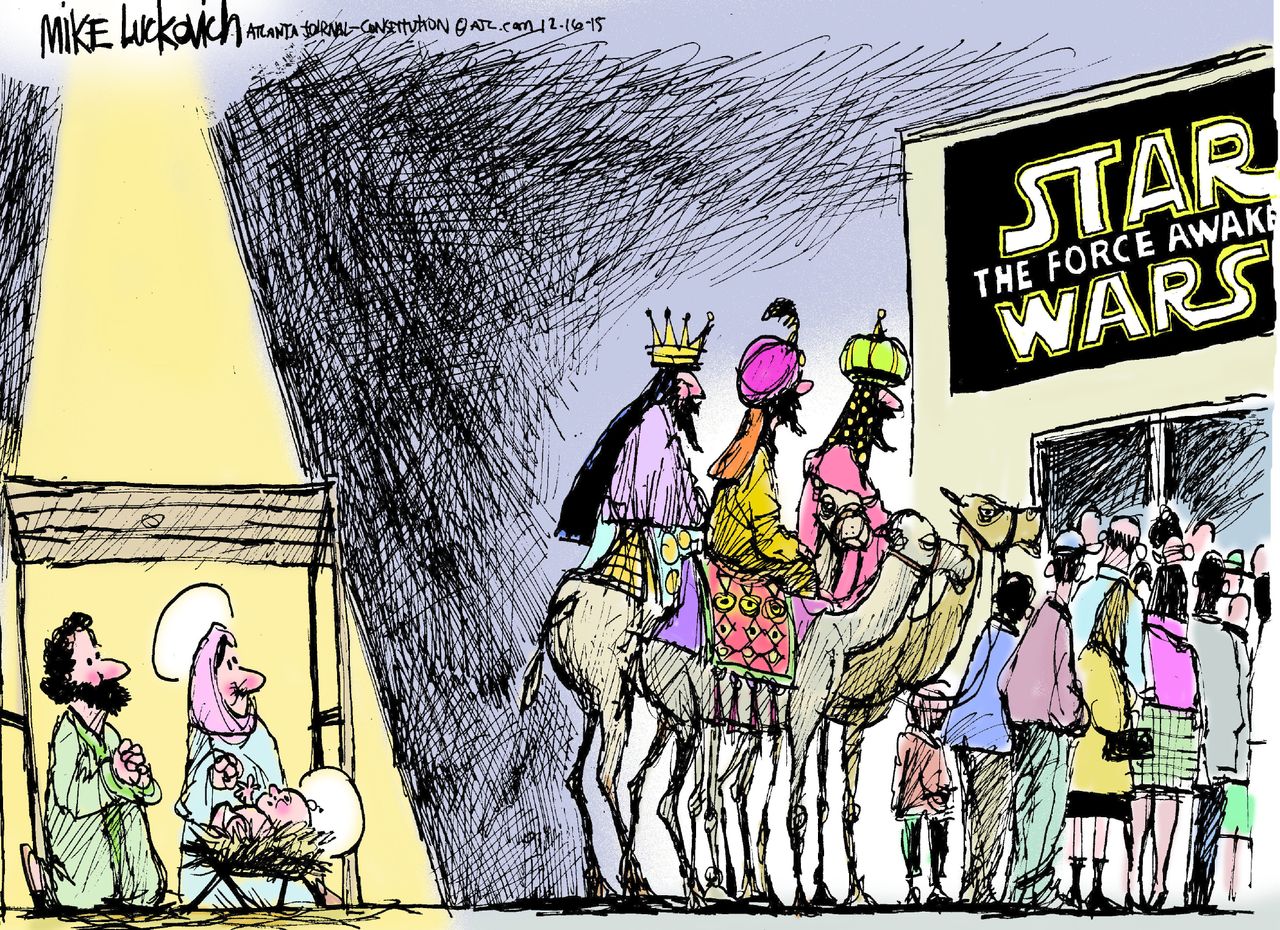 Editorial cartoon U.S. Star Wars Christmas