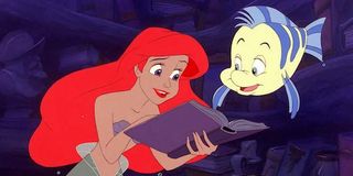Jodie Benson as Ariel with Flounder in Little Mermaid
