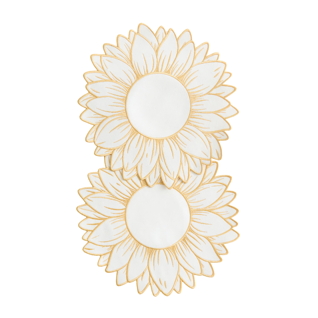 2-Pack Water-Repellent Placemats - White/yellow