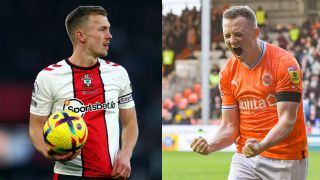  James Ward-Prowse of Southampton looks over at Blackpool's Shayne Lavery ahead of Saturday's fourth round FA Cup clash: Southampton vs Blackpool