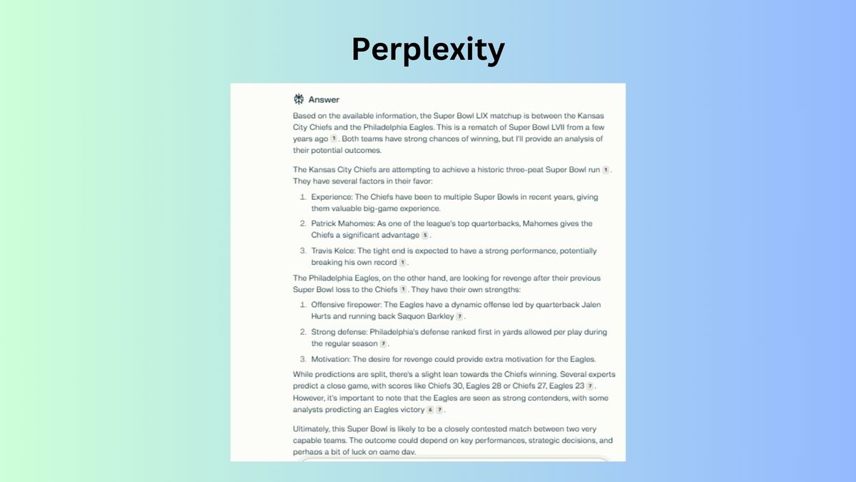 Perplexity Super Bowl Prediction
