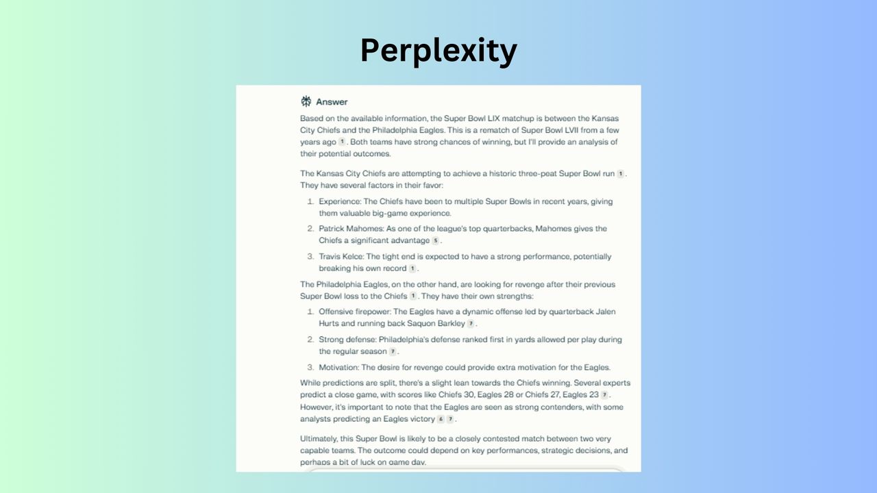 Perplexity Super Bowl Prediction