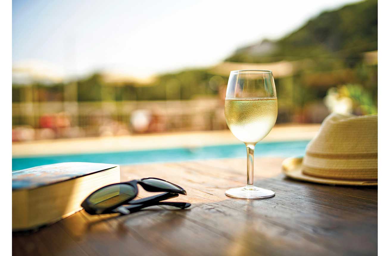 Glass of wine and a book