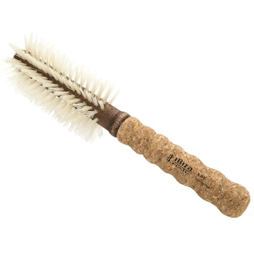 Ibiza Hair Boar Bristle Round Brush (b3-55mm) | Blonde Bristles &amp;amp; Cork Handle | Ideal for Color Treated Tresses | Beachy Waves &amp;amp; Volume | Adds Shine &amp;amp; Texture for Medium to Long Styles