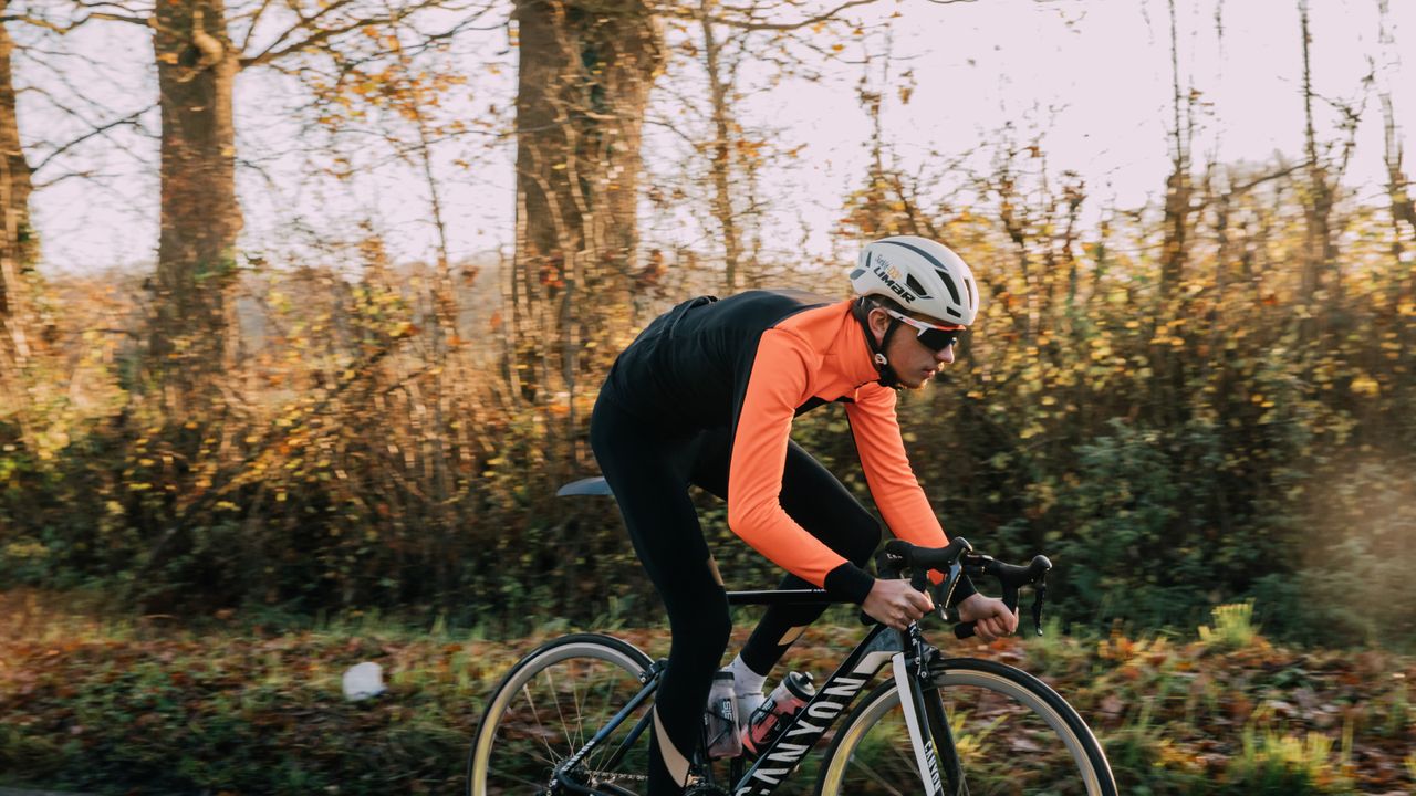 Image shows a rider wearing one of the best winter cycling jackets.