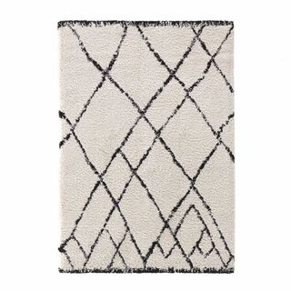 A black and white Berber-style rug