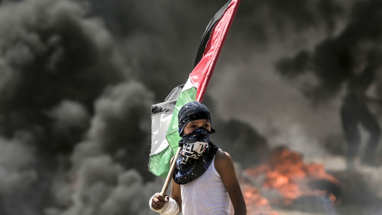 A Palestinian boy on the Gaza border during May&amp;#039;s protests against US embassy move