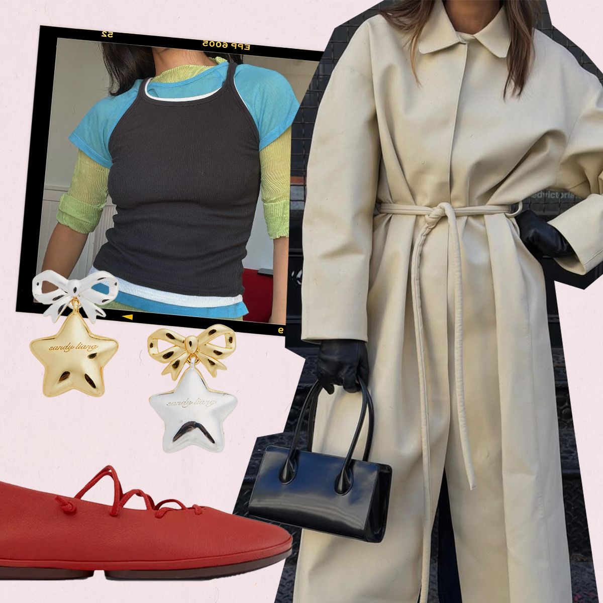 Nordstrom products: Camper flats and Sandy Liang earrings; @himichelleli in Paloma Wool; @cocoschiffer in Lié Studio