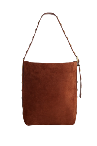 Madewell The Essential Bucket Tote in brown suede