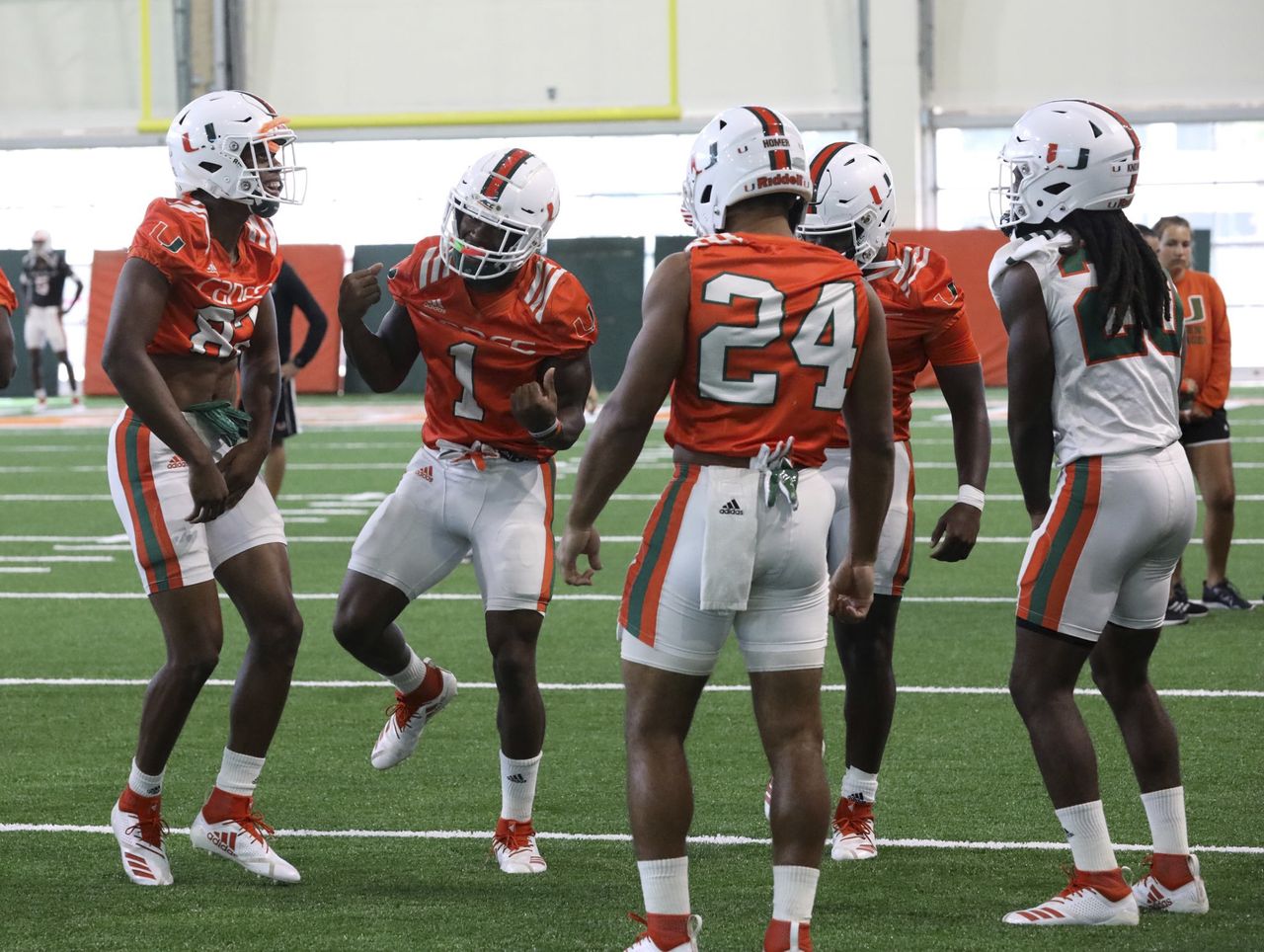 Members of the Miami Hurricanes football team.