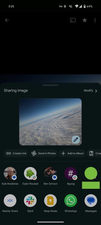 New share sheet in Google Photos