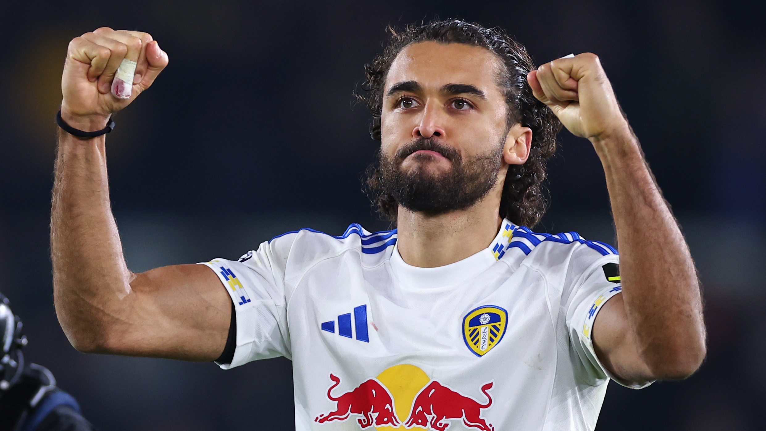  Dominic Calvert-Lewin of Leeds United celebrates at full time during the Premier League match between Leeds United and Chelsea at Elland Road on December 3, 2025 in Leeds, England. 