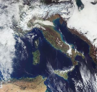 After a bout of heavy snowfall, the snow-covered Alps can be seen from space in this image snapped by the Copernicus Sentinel-3 mission. Copernicus Sentinel-3 is made up of two satellites and collects data for the European Copernicus environmental monitoring program. With this image, it captured the aftermath of two snowstorms in the Austrian and Italian Alps during which up to a collective 9.8 feet (3 meters) of snow fell.