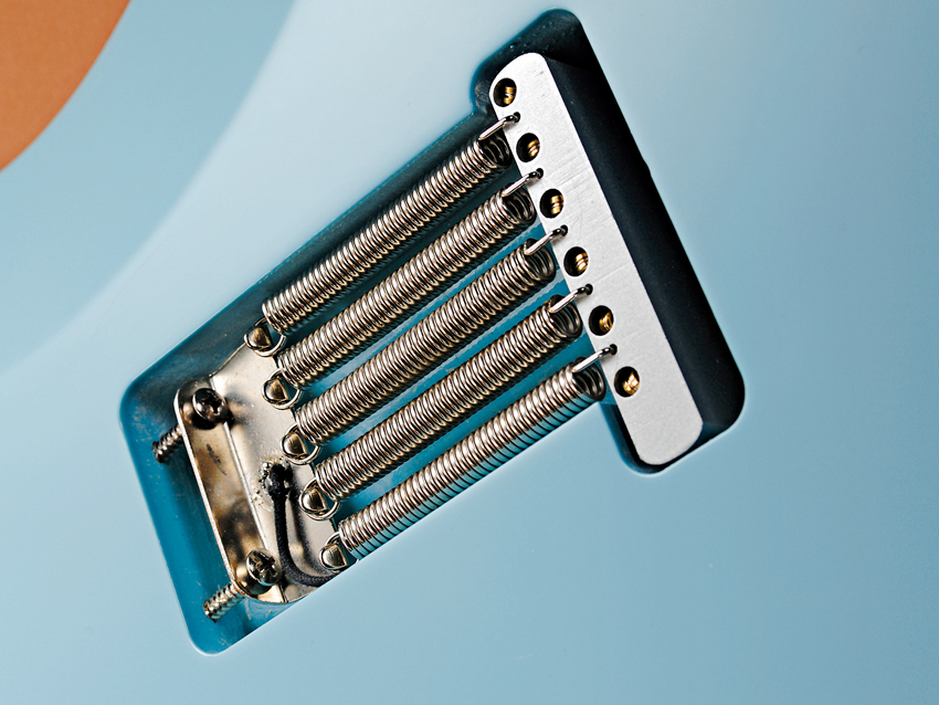 The custom vibrato block and quintet of springs marry tone with stability