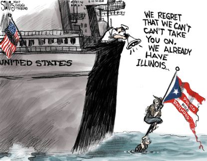Political cartoon U.S. Puerto Rico statehood debt