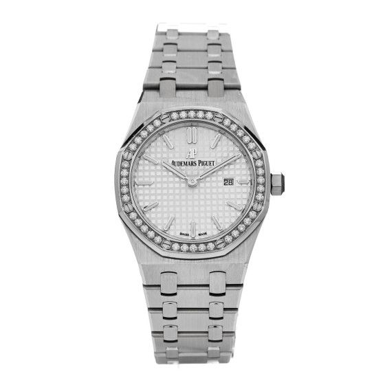 Audemars Piguet Stainless Steel Diamond Bezel 33mm Oak Lady Quartz Watch Silver 67651st.zz1261st.01