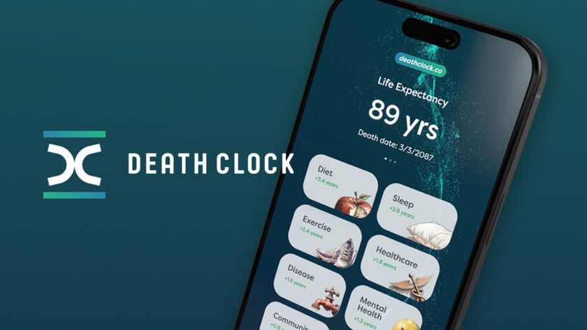 Death Clock app displayed on a screen next to the app logo