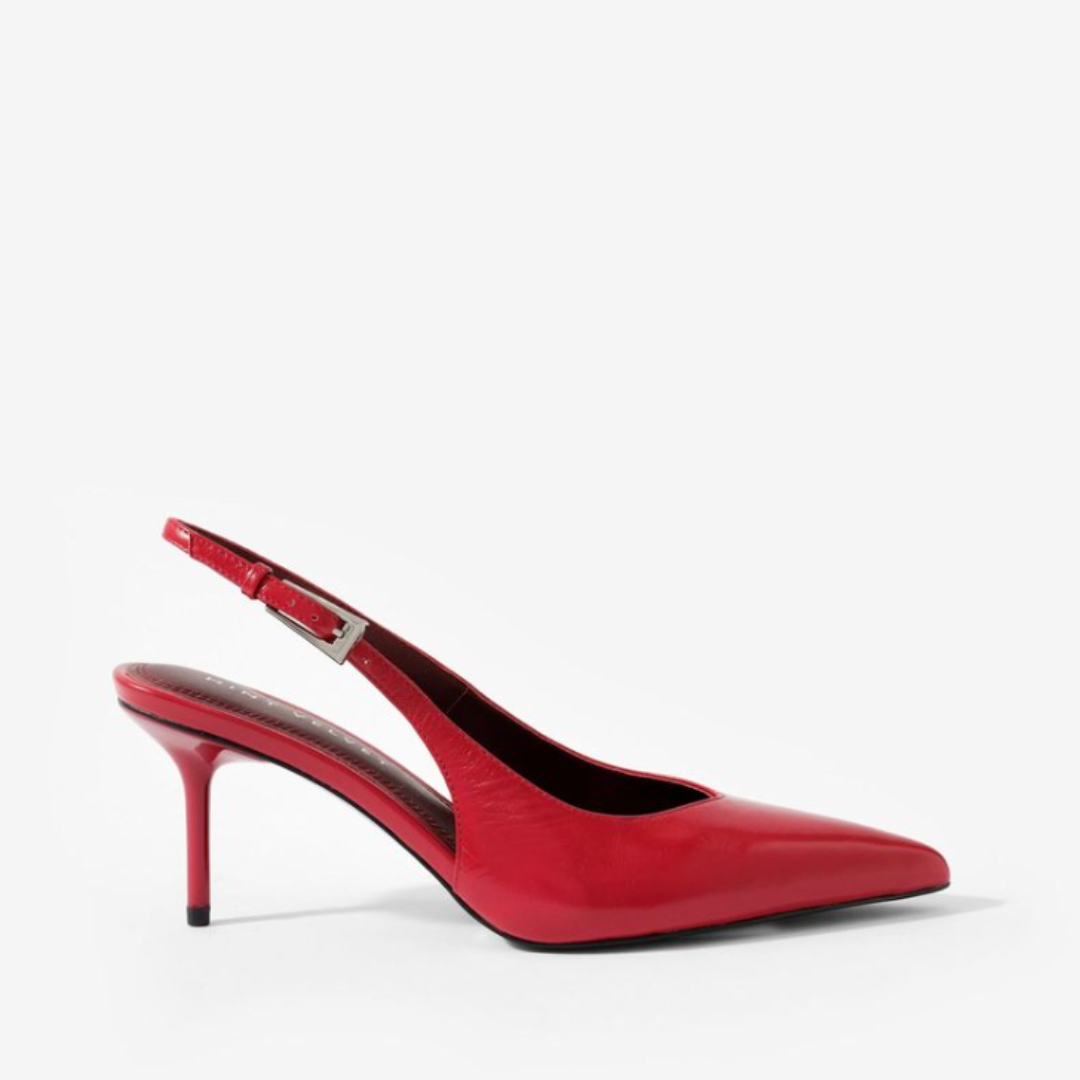 Mint Velvet, Lya Red Leather Sling Back Heels