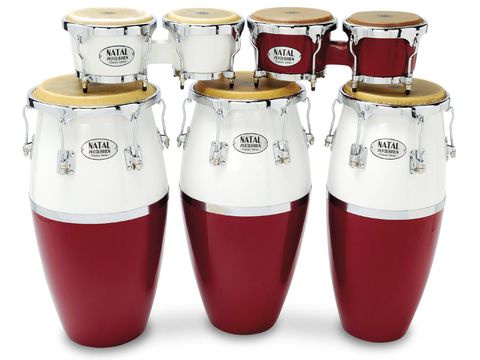 The congas' natural hide heads are responsive, comfy to play and look durable
