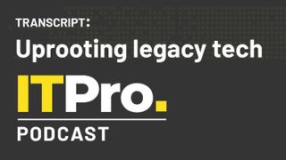 The IT Pro Podcast logo with subheading 'Transcript' and the episode title 'Weathering the cloud slowdown’