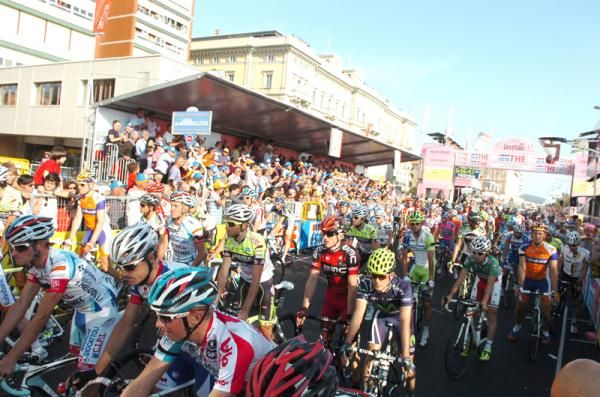 The riders roll out