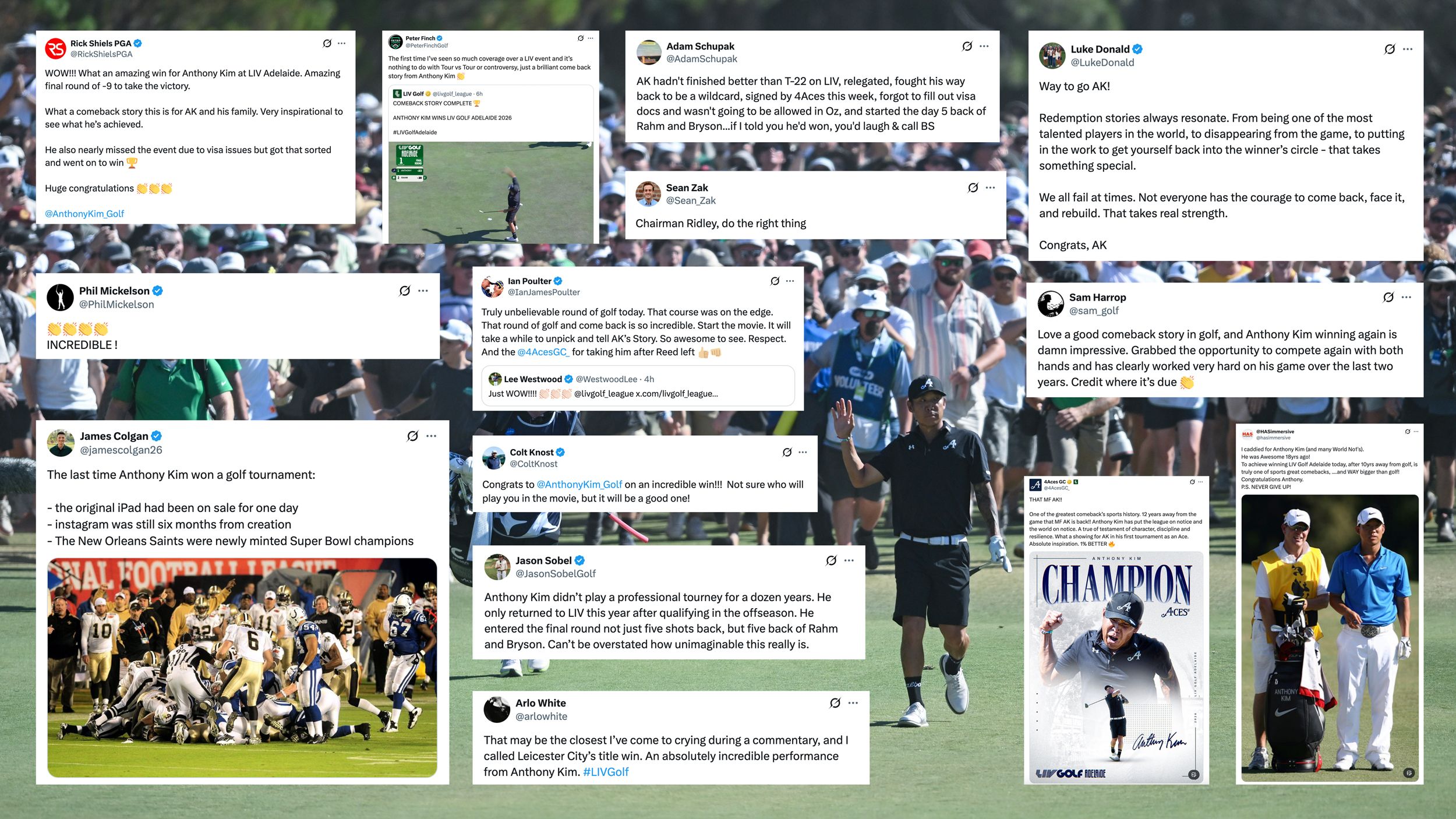 Social Media Reacts To Anthony Kim's Comeback Story For The Ages At LIV Golf Adelaide