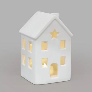Christmas light-up house made from porcelain