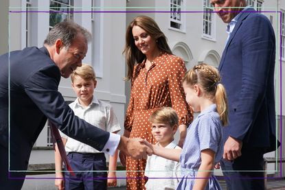 Kate Middleton, Prince William, Prince George, Princess Charlotte and Prince Louis arrive Lambrook School