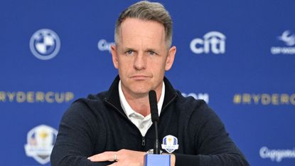 Luke Donald talks to the media ahead of the Ryder Cup at Marco Simone