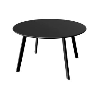A metal black outdoor coffee table