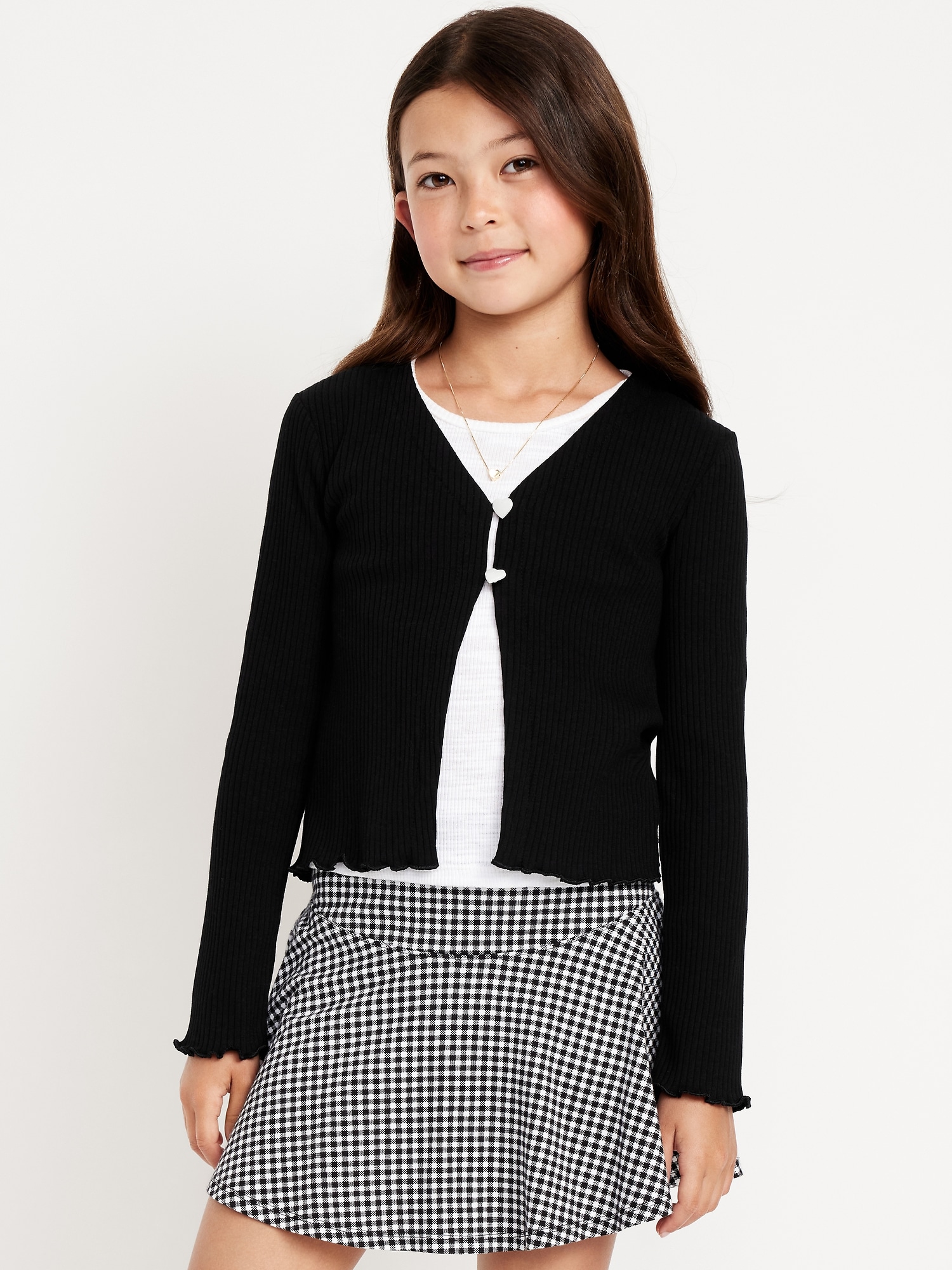 Button-Front Ribbed Cardigan for Girls