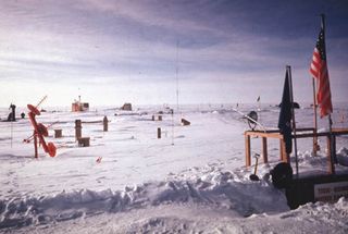 Buried: On the right-hand side of the photo is the entrance to the original Amundsen-Scott station as it appeared during the 1971-1972 austral summer, when John Rand got his first taste of South Pole living.