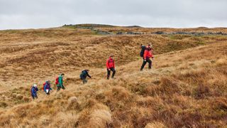 A group hiking in the Western Beacons