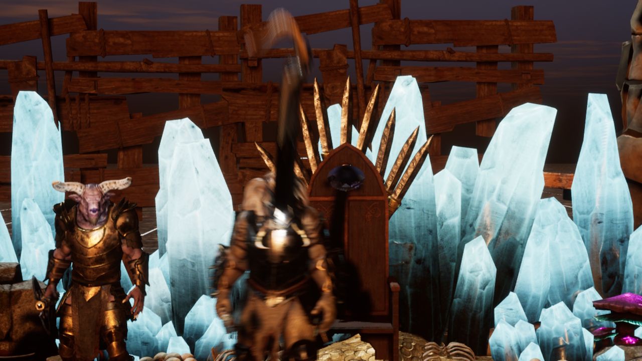Realm Engine screenshot of elephant trunk freaking out in Thanara's Throne Room