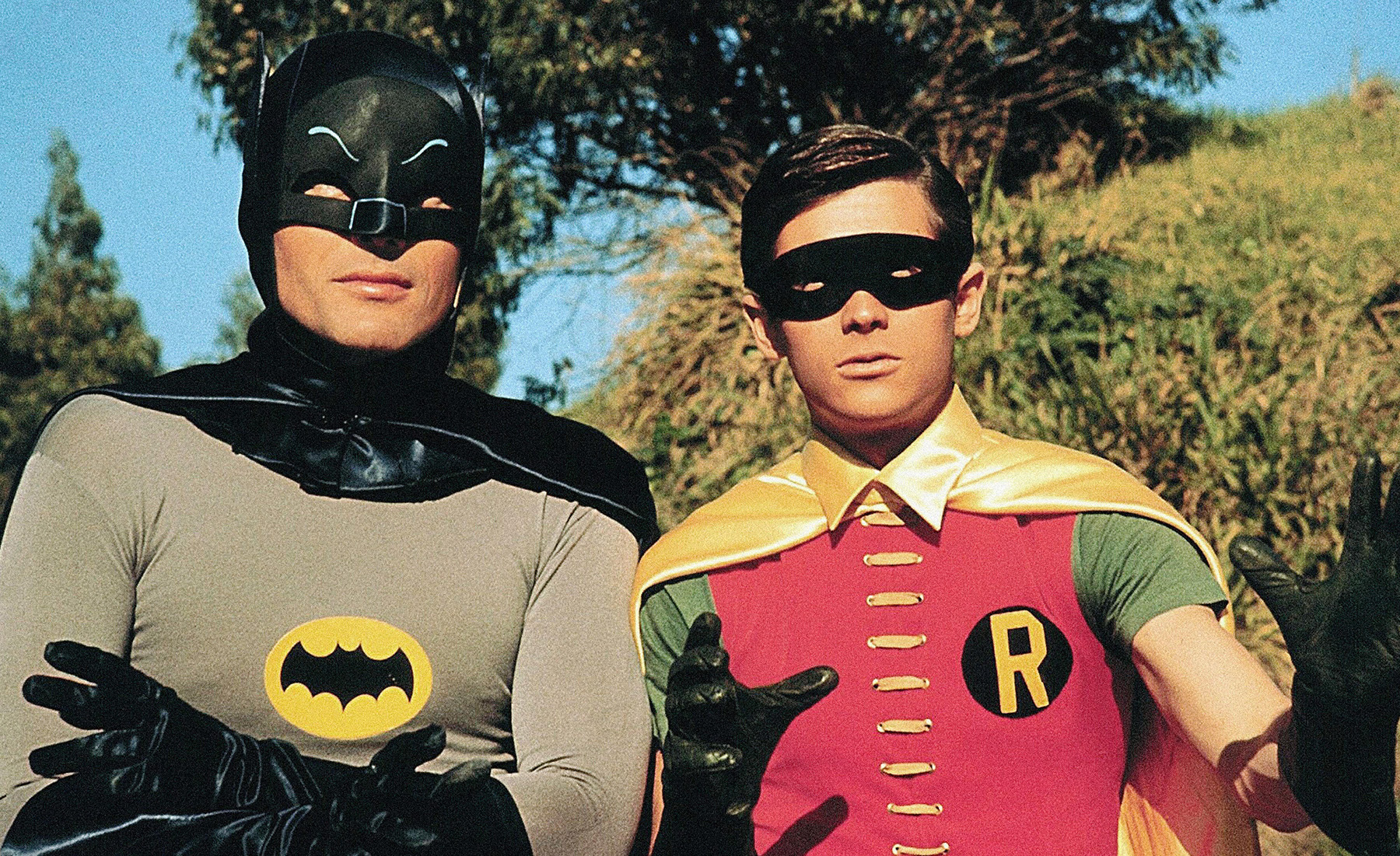 Adam West and Burt Ward as Batman and Robin in the 1960s TV series.