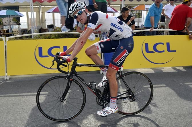 Jurgen van den Broeck (Lotto Belisol) a little worse for wear after his crash on stage 5