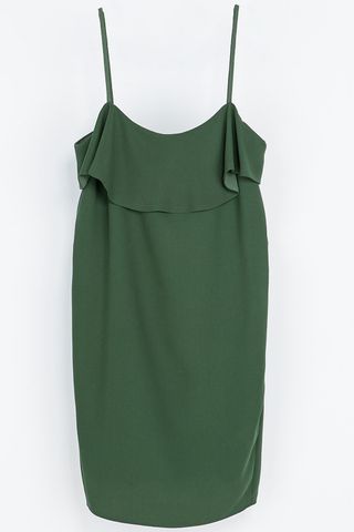Zara Ruffled Khaki Dress, £19.99
